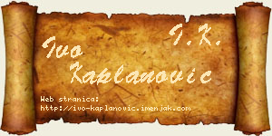 Ivo Kaplanović vizit kartica